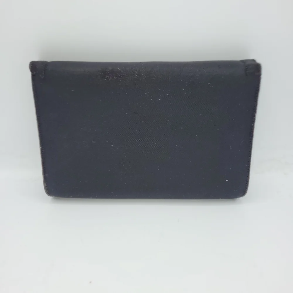VTG Miss Lewis Black Satin Evening Clutch with Ornate Gold Face Medallion